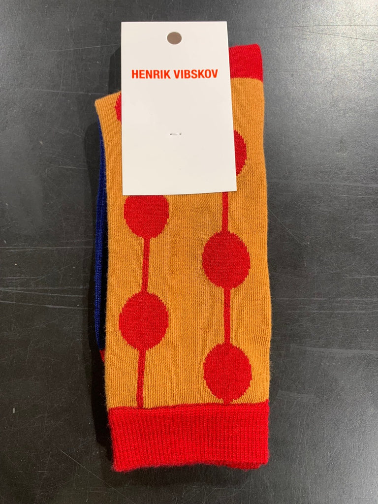 Henrik Vibskov Bubble Wool Socks Curry/Red/Blue