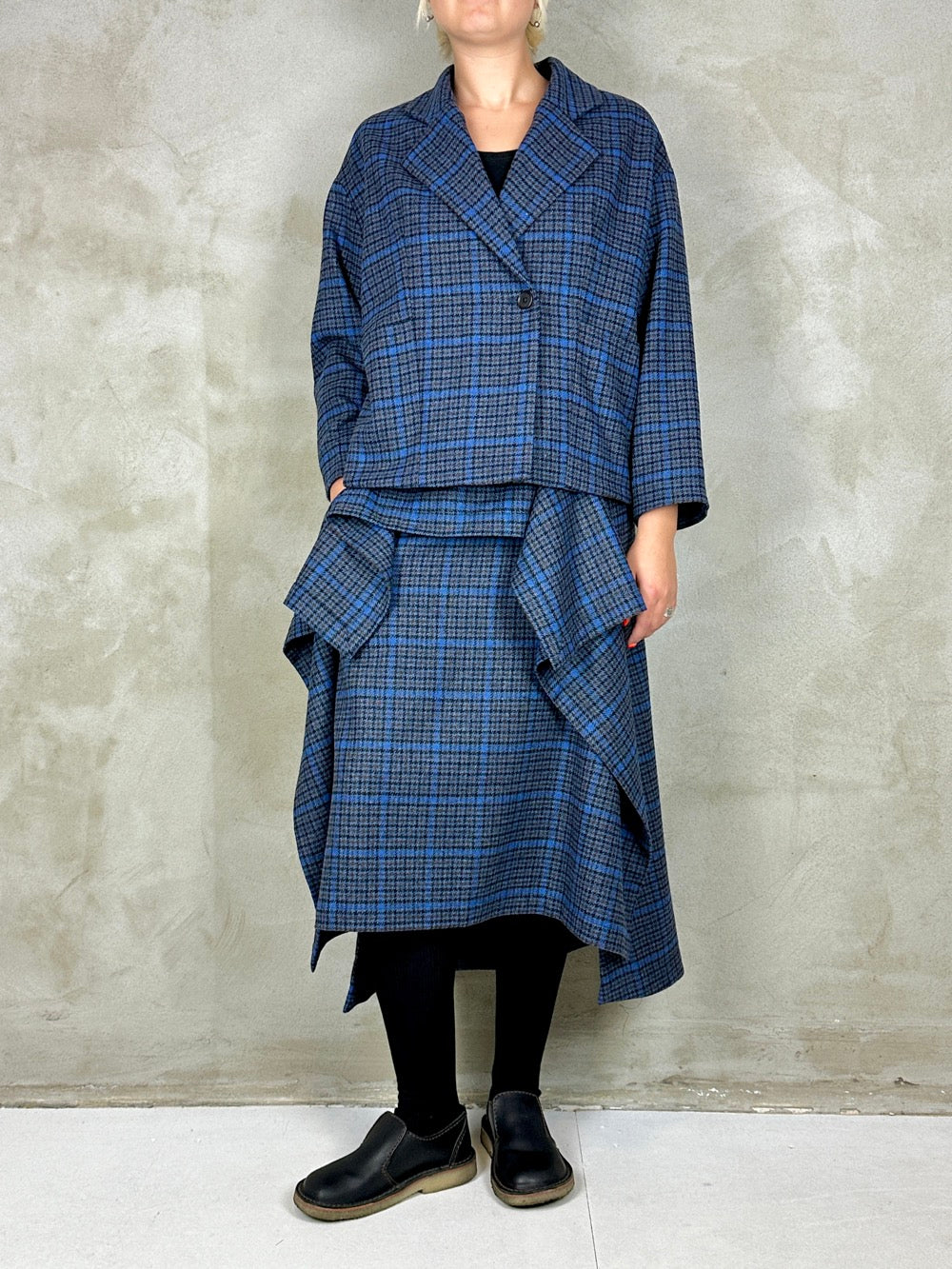 Henrik Vibskov Shady Suit Jacket Blue Wool Checks