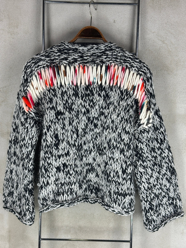 Gudrun & Gudrun Ýr Cardigan Sort/Hvid M. Multifarvet