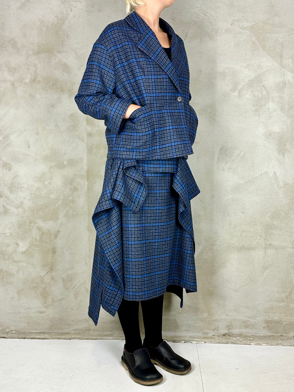 Henrik Vibskov Shady Suit Jacket Blue Wool Checks