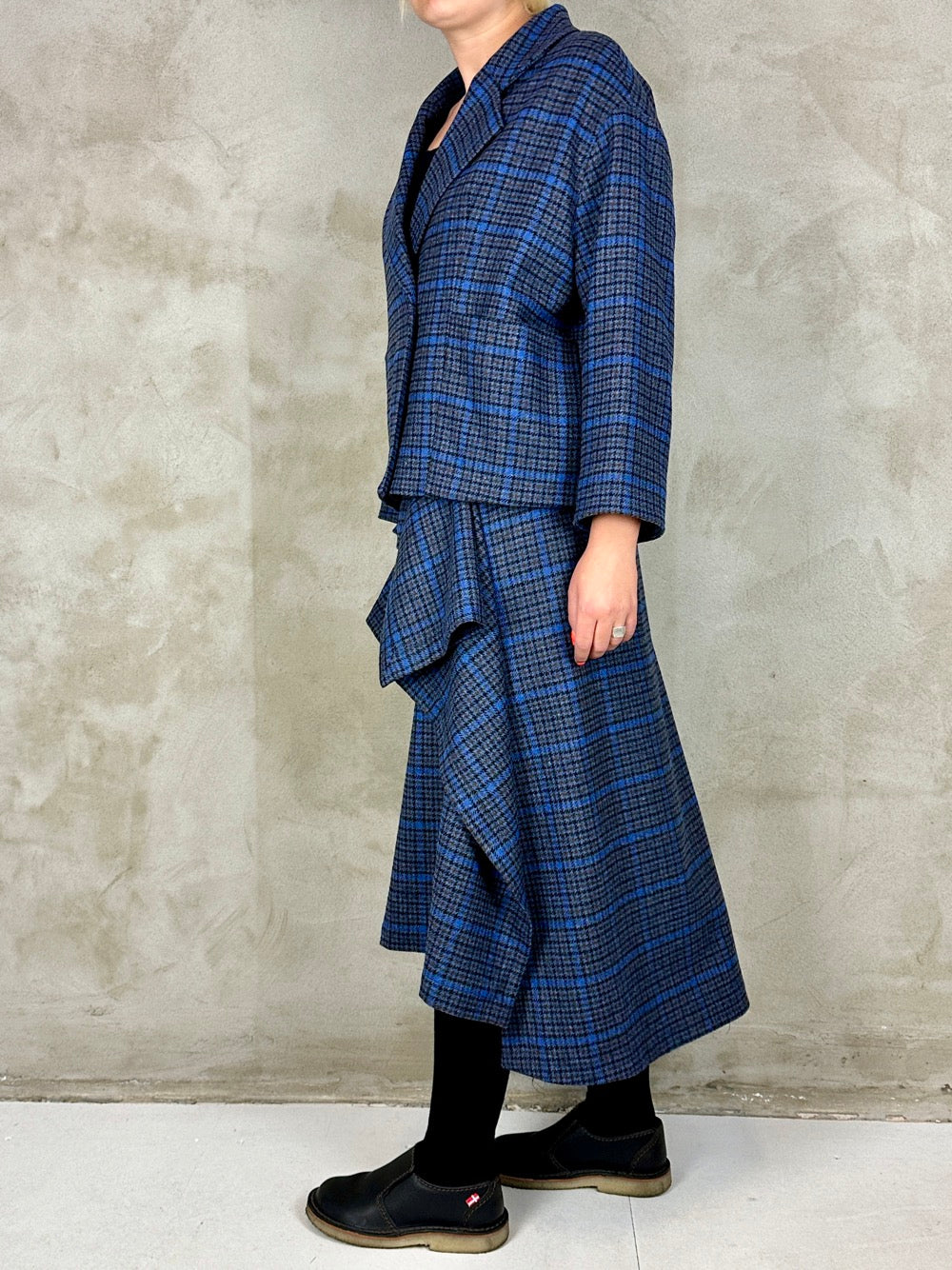 Henrik Vibskov Shady Suit Jacket Blue Wool Checks