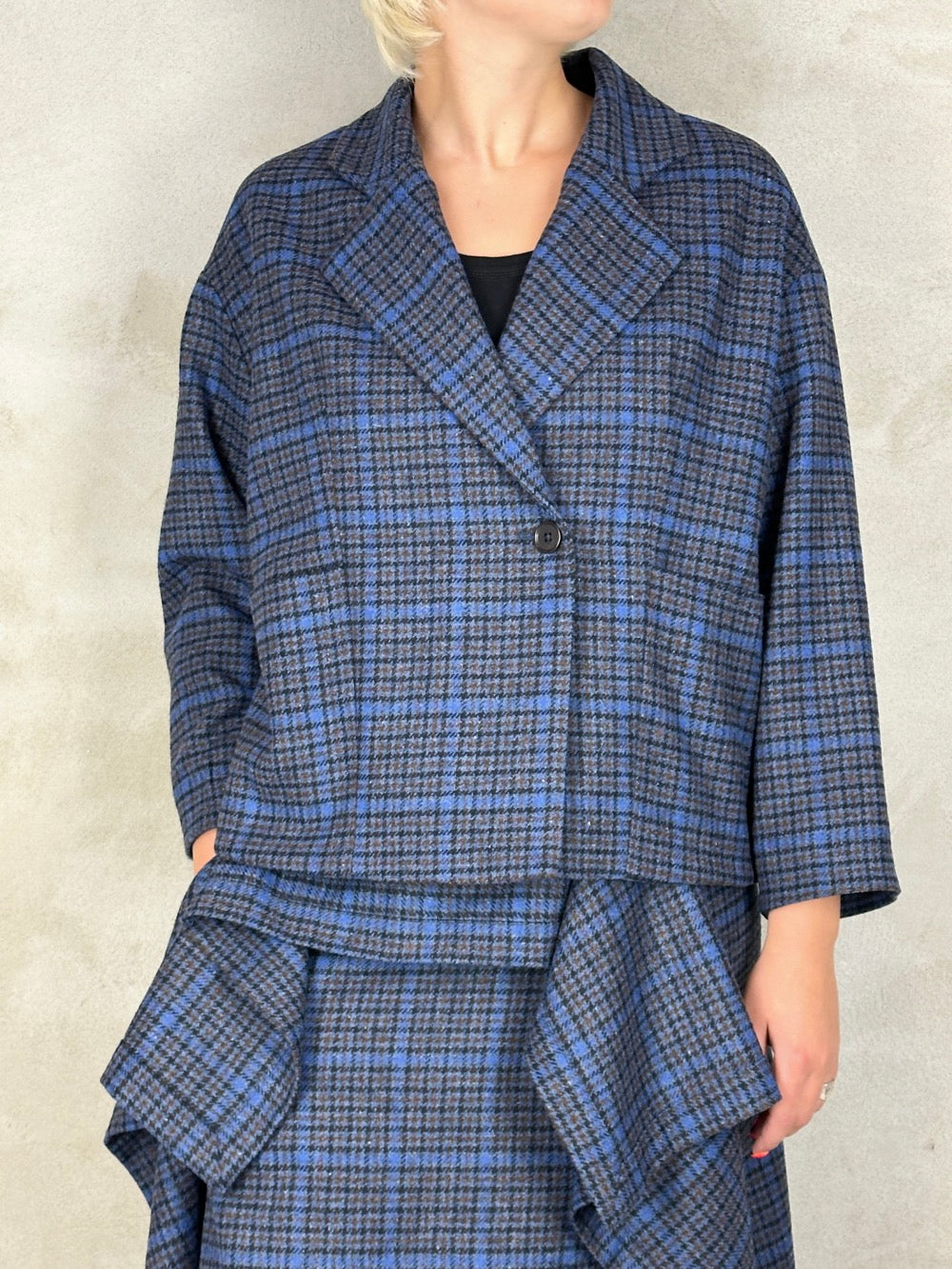 Henrik Vibskov Shady Suit Jacket Blue Wool Checks
