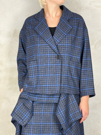 Henrik Vibskov Shady Suit Jacket Blue Wool Checks