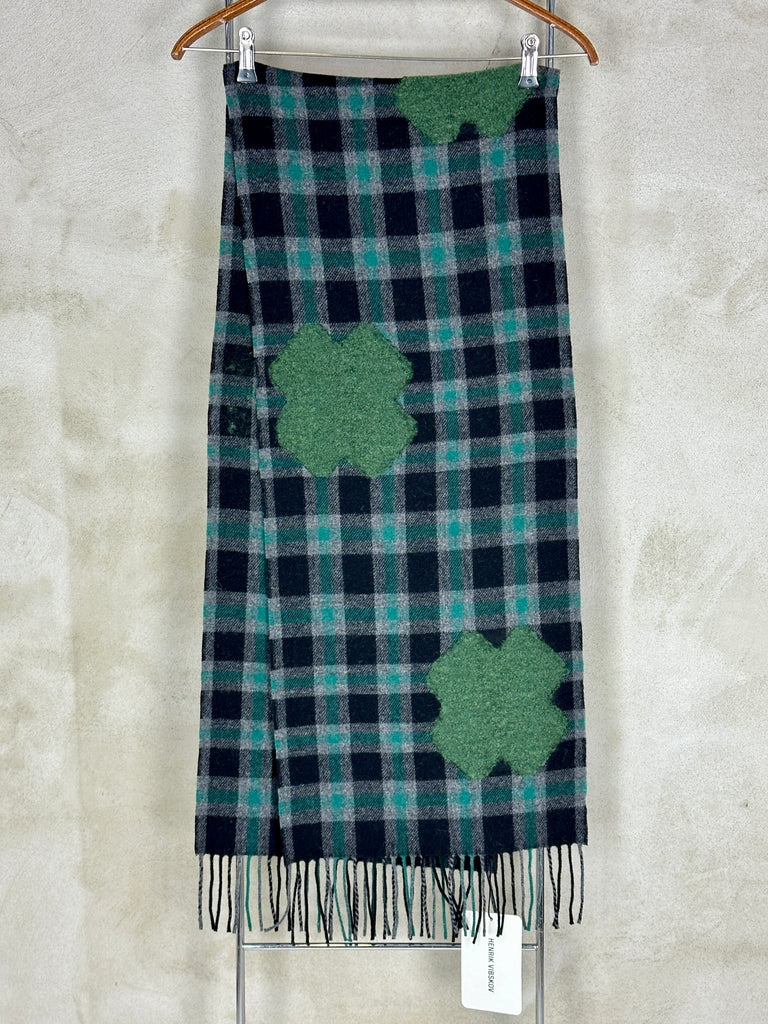 Henrik Vibskov Cross Wool Scarf Olive Grid