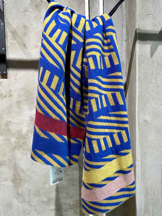 Henrik Vibskov Football Wool Scarf Blue/Curry/Rose