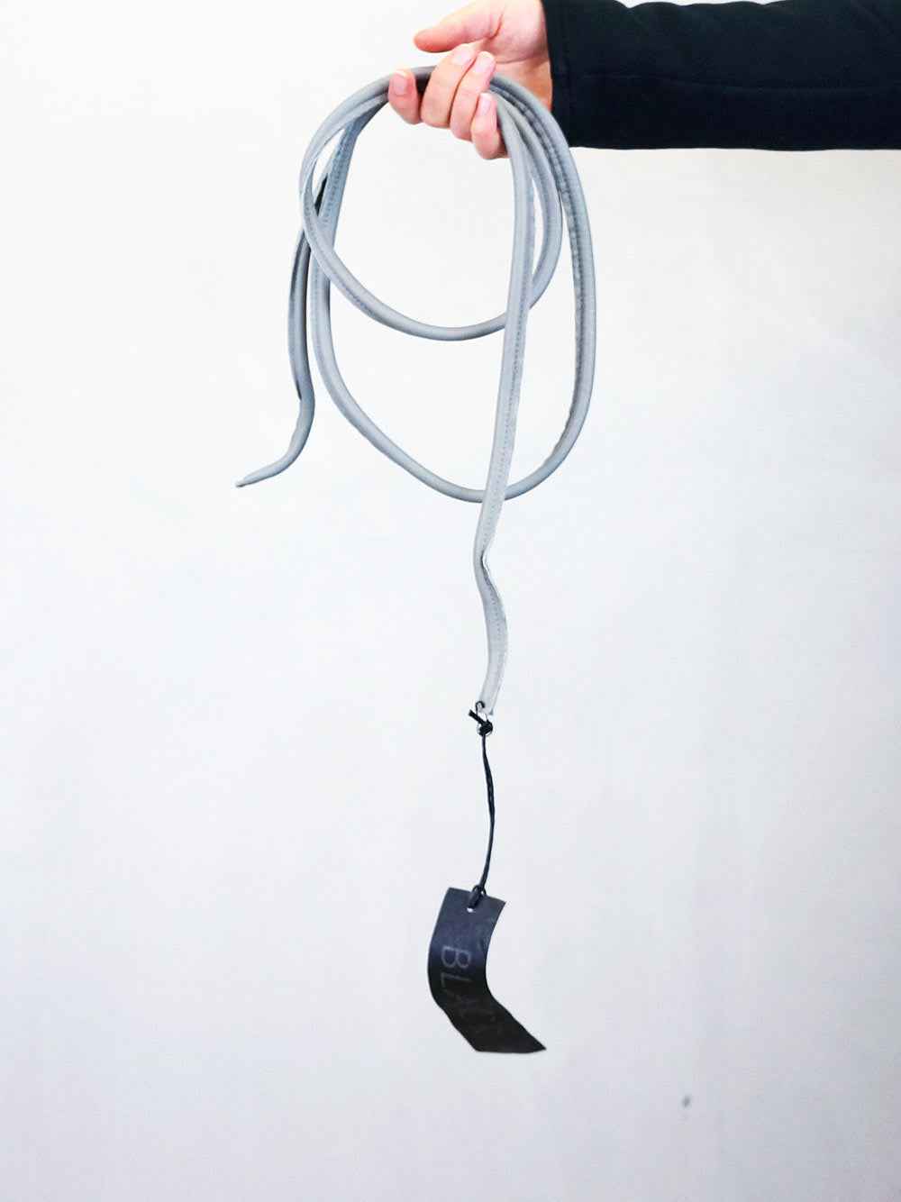 Black By K&M Grey Leather Belt Large